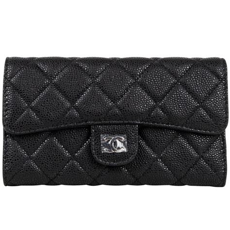 chanel black caviar leather wallet clutch|Long Wallets .